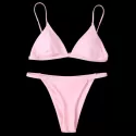 Spaghetti Strap Low Waisted Bikini Swimwear - Pink