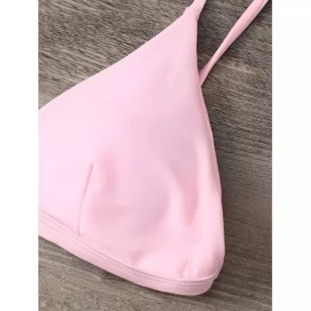 Spaghetti Strap Low Waisted Bikini Swimwear - Pink