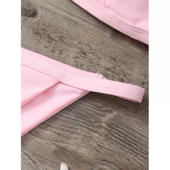 Spaghetti Strap Low Waisted Bikini Swimwear - Pink