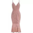 paghetti trap Mermaid Lace Dress - Orange Pink