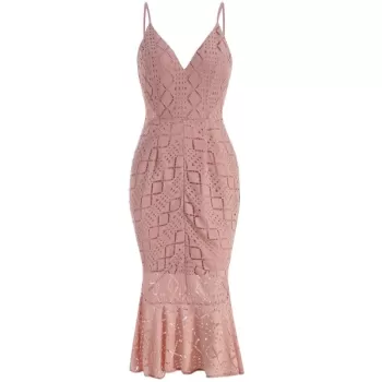 paghetti trap Mermaid Lace Dress - Orange Pink