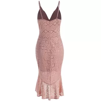 paghetti trap Mermaid Lace Dress - Orange Pink