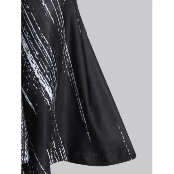 Spaghetti Strap Open Shoulder Ditsy Print T Shirt - Black