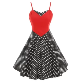 paghetti trap Polka Dot Retro Dress - Black