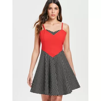 paghetti trap Polka Dot Retro Dress - Black