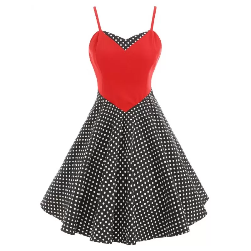 paghetti trap Polka Dot Retro Dress - Black