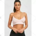 Spaghetti Strap Strappy Crop Top - Nude Pink