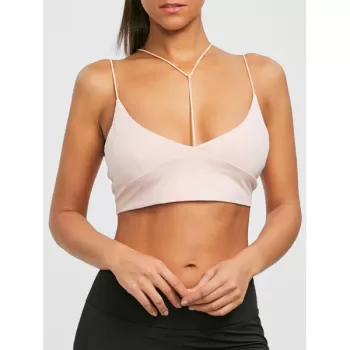 Spaghetti Strap Strappy Crop Top - Nude Pink