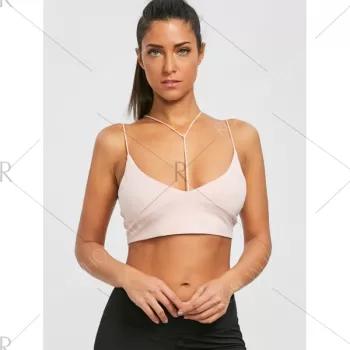 Spaghetti Strap Strappy Crop Top - Nude Pink