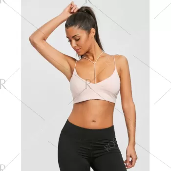 Spaghetti Strap Strappy Crop Top - Nude Pink