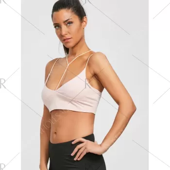 Spaghetti Strap Strappy Crop Top - Nude Pink