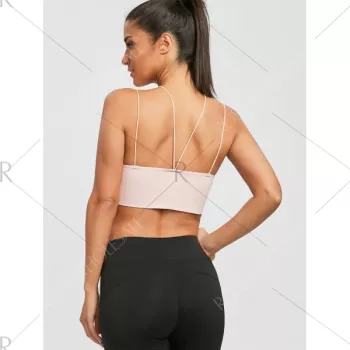 Spaghetti Strap Strappy Crop Top - Nude Pink
