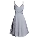 Spaghetti Strap Tree Print Sequined Dress - Gray Cloud
