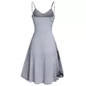 Spaghetti Strap Tree Print Sequined Dress - Gray Cloud