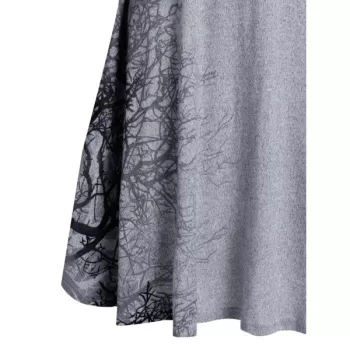 Spaghetti Strap Tree Print Sequined Dress - Gray Cloud