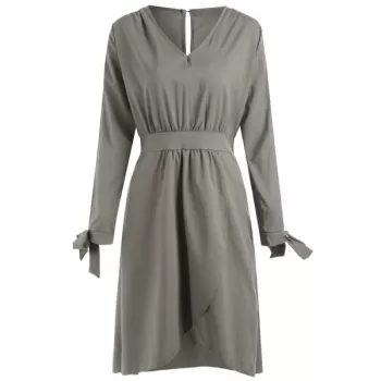 plit leeve V Neck Dress - Granite