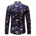 tand Collar Gilding Print hirt - Cadetblue