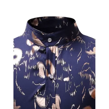 tand Collar Gilding Print hirt - Cadetblue