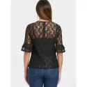 Star Lace Top with Camisole - Black