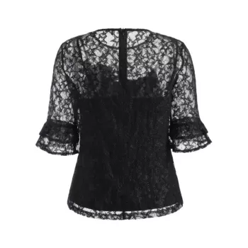 Star Lace Top with Camisole - Black