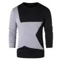 Star Pattern Contrast Color T-shirt - Black