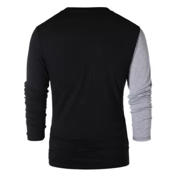 Star Pattern Contrast Color T-shirt - Black