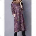 Star Print Loose-Fitting T Shirt Dress - Purplish Red