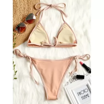 Star Sequined Micro Bikini Set - Orangepink