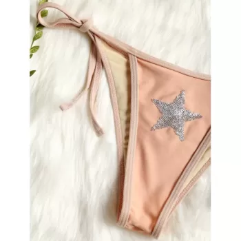 Star Sequined Micro Bikini Set - Orangepink