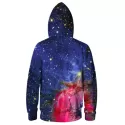 Starry Sky Pocket Drawstring Zipper Hoodie -
