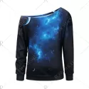 tarry ky Universe Print One houlder weatshirt - Black And Blue