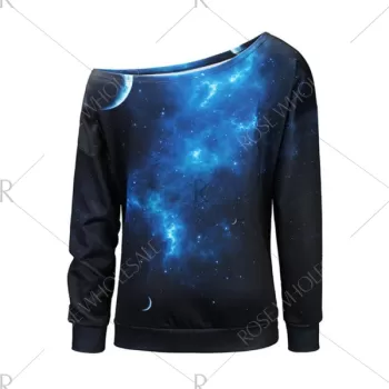 tarry ky Universe Print One houlder weatshirt - Black And Blue