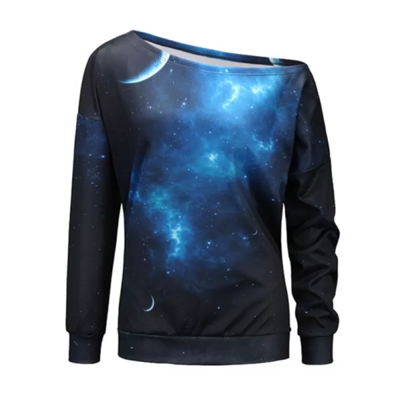 tarry ky Universe Print One houlder weatshirt - Black And Blue