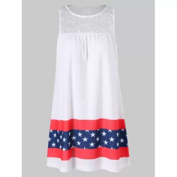 Stars and Stripes ini Sleeveless Dress - White