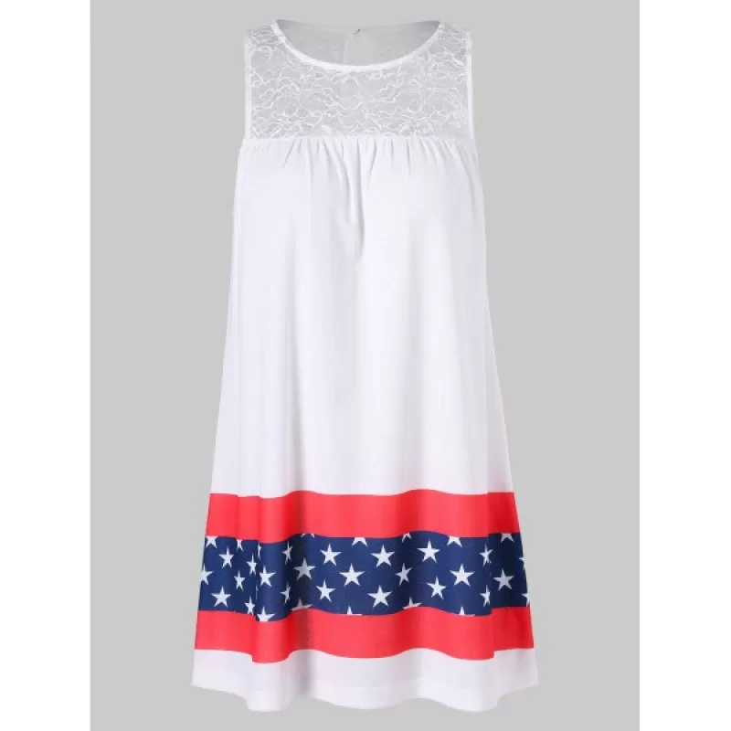 Stars and Stripes ini Sleeveless Dress - White