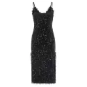 Stars Rivets Cami Straps Velvet Dress - Black