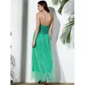 Strapless Sequin Long Swing Prom Evening Dress - Green