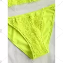 Strappy Flounce Shirred Bikini - Fluorescent Yellow