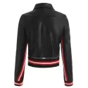 Stripe Detail Motorcycle Jacket - Black