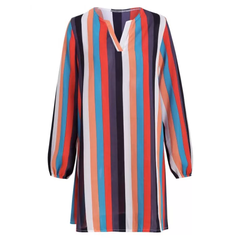 Striped Colorful Shift Mini Dress -