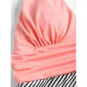 triped Halter Low Back wimsuit - Orange Pink
