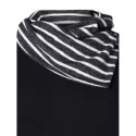 Striped Pile Heap Collar ong Sleeve T-shirt - Black