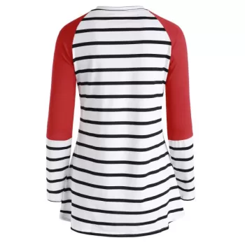 triped Pocket Longline T-shirt - Lava Red