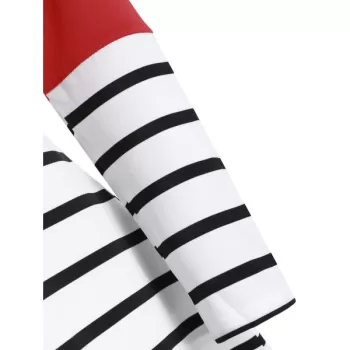 triped Pocket Longline T-shirt - Lava Red