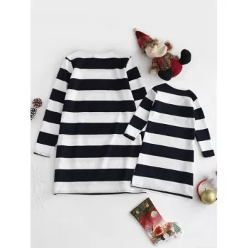 Striped Print atching Family Christmas Sleeping Dress -  om