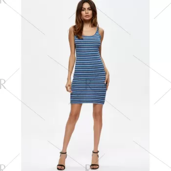 Stripes Sheath Tank Mini Dress - Stripe