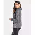 Stylish Cowl Neck Long Sleeve Spliced Women's Sweatshirt - Gray