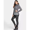 Stylish Cowl Neck Long Sleeve Spliced Women's Sweatshirt - Gray