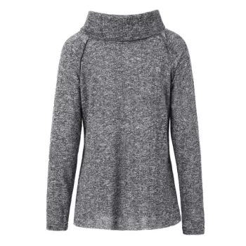 Stylish Cowl Neck Long Sleeve Spliced Women's Sweatshirt - Gray