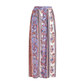 Stylish High Waisted Vintage Print Women's axi Skirt - Jacinth